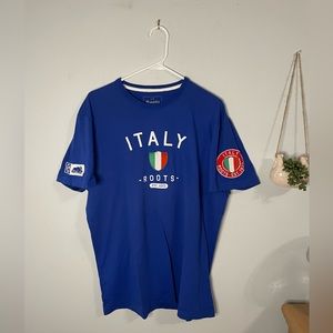 Italy Roots embroidered soccer/football tshirt blue size L